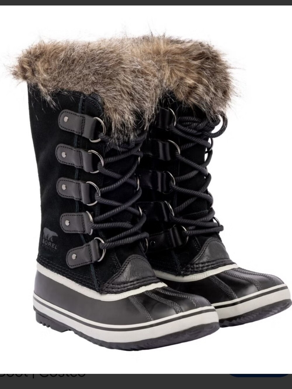 Sorel Joan Of Arc Waterproof Suede Winter Boots Snow Boots Black/Cream Size 8